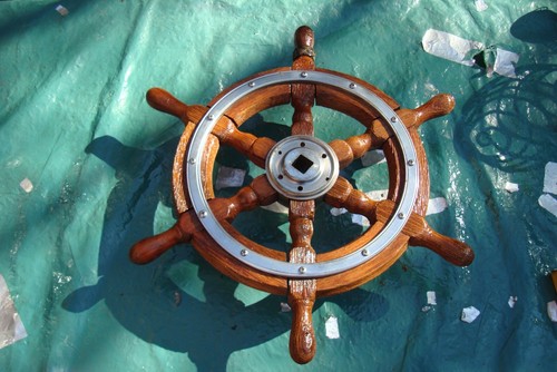 Vintage boat steering wheel - boat,